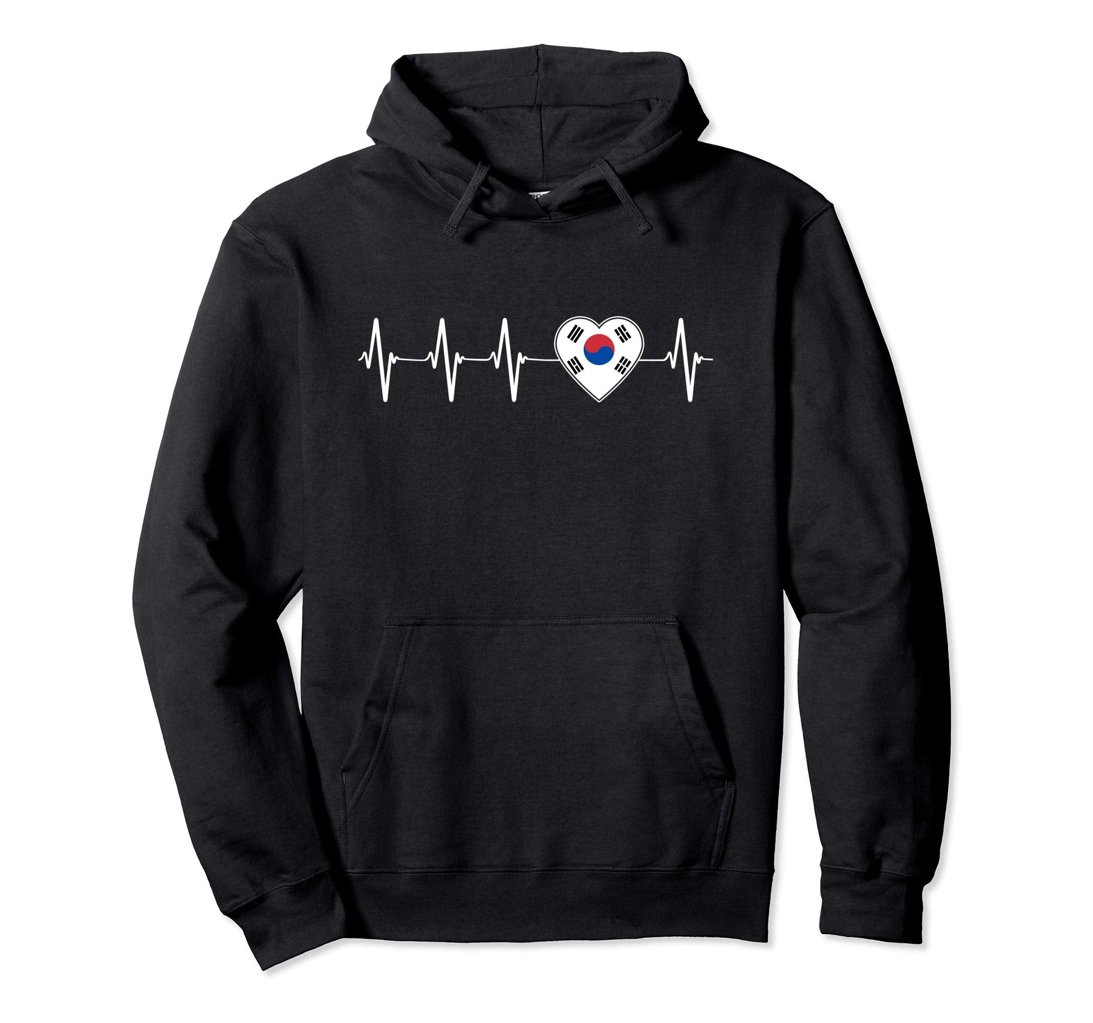 Korean Heartbeat I Love South Korea Heart Hoodie - Unique Graphic Unisex