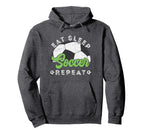 Eat Sleep Soccer Repeat Distressed Hoodie - Trendy Graphic for Adults