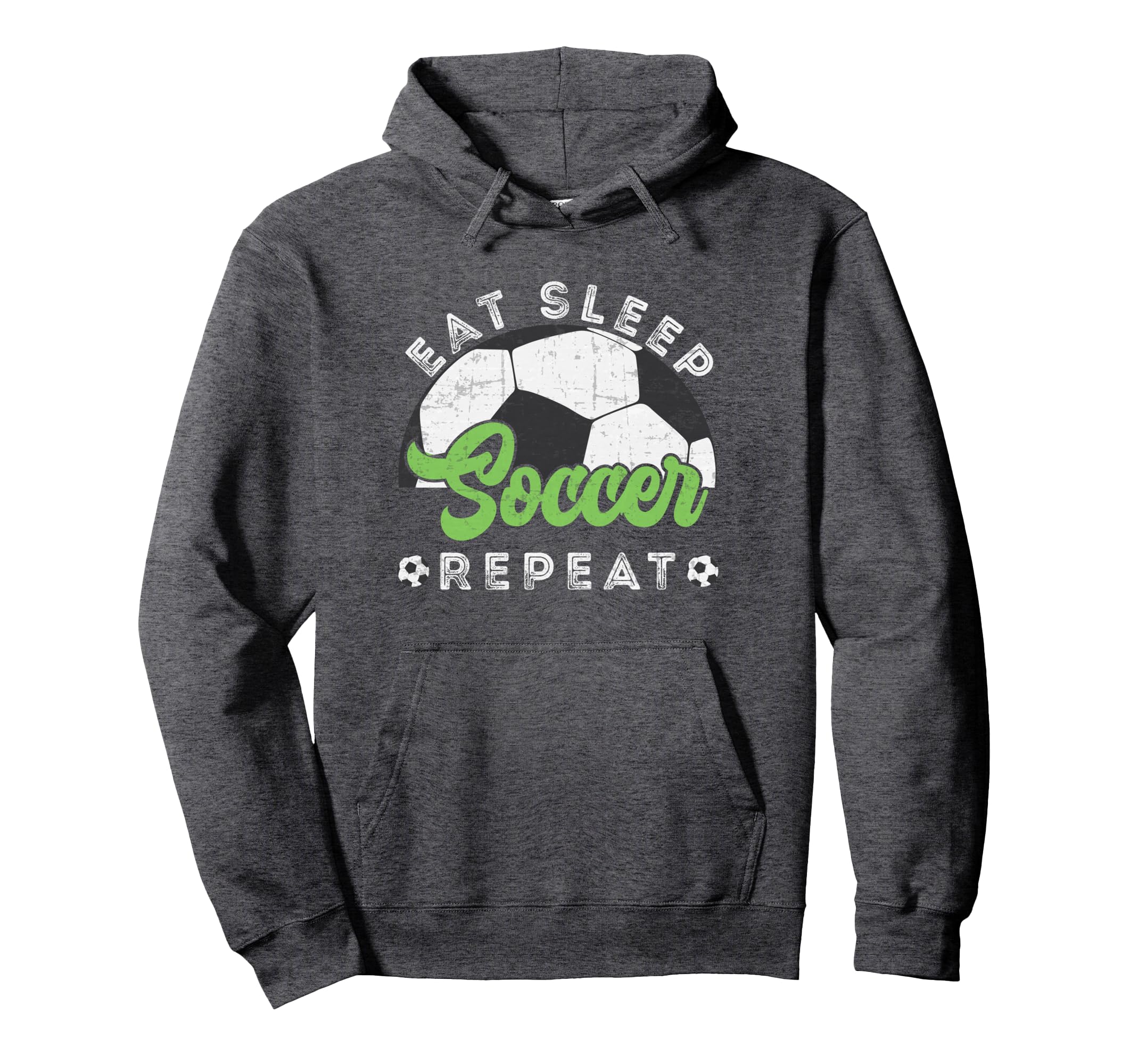 Eat Sleep Soccer Repeat Distressed Hoodie - Trendy Graphic for Adults