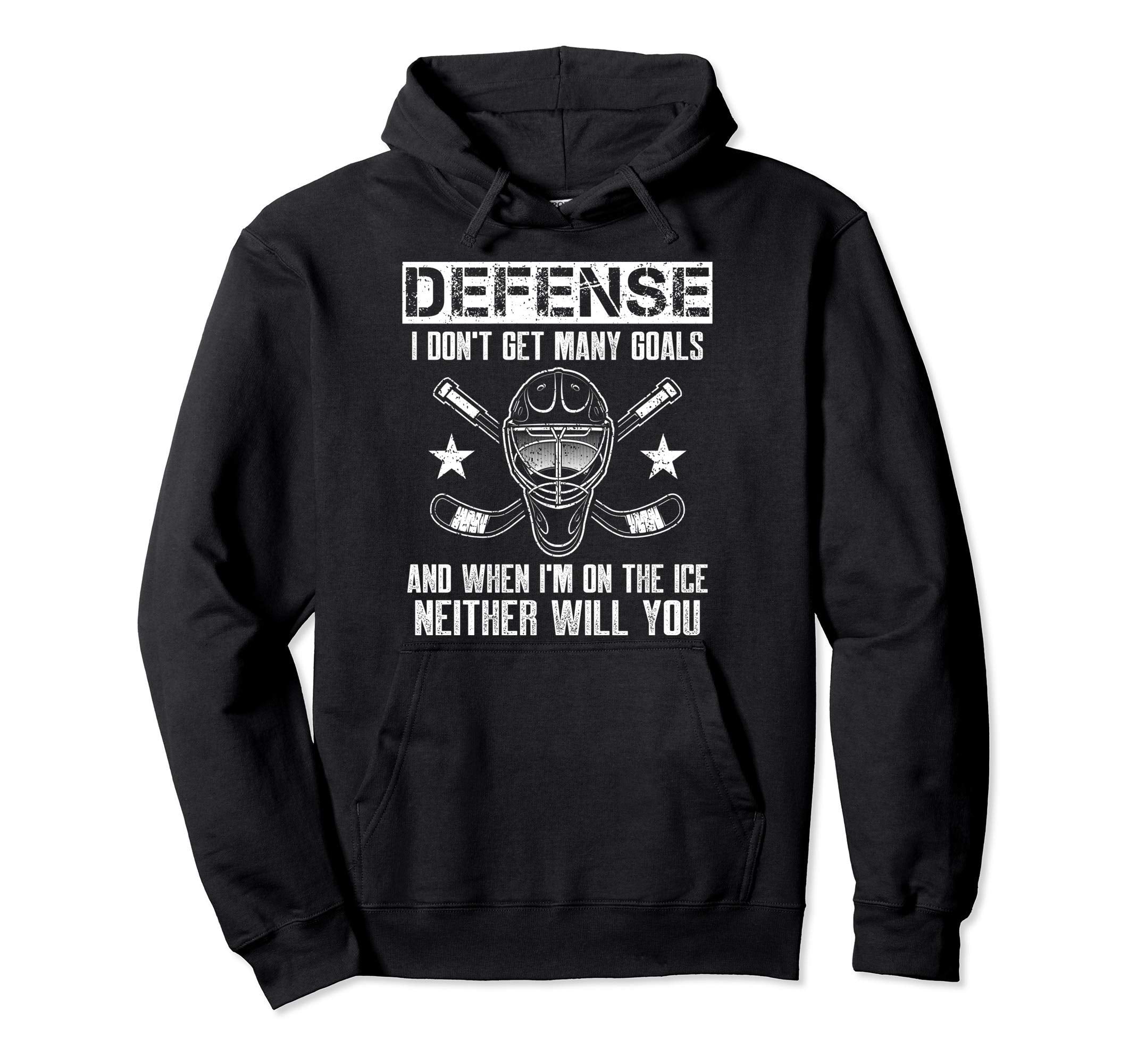 Funny Ice Hockey Defenseman Goalkeeper Hoodie - Graphic Print for Adults