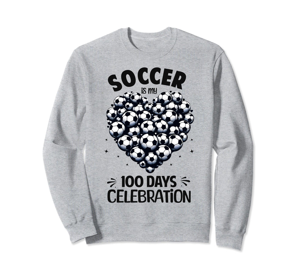 100 Days School Soccer Heart Love Sweatshirt - Casual Everyday Wear Unisex