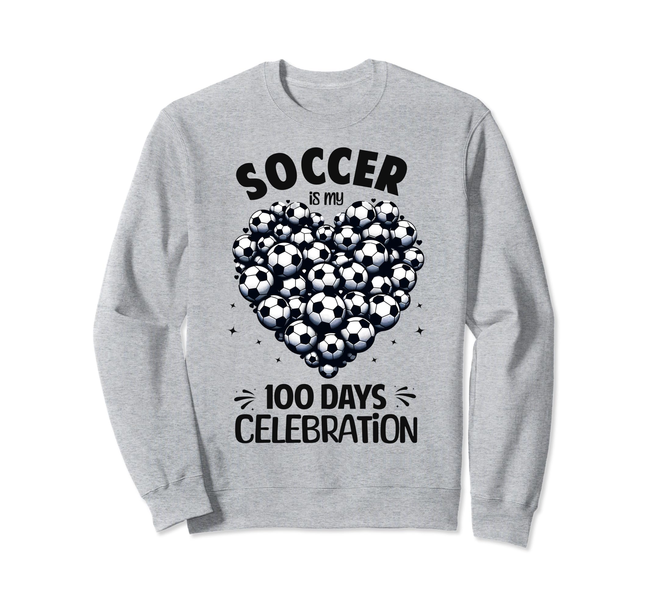 100 Days School Soccer Heart Love Sweatshirt - Casual Everyday Wear Unisex