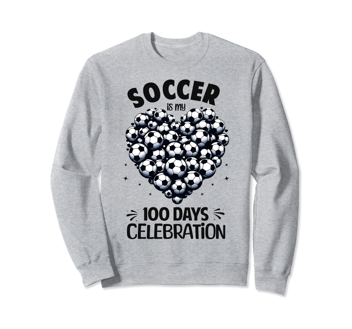 100 Days School Soccer Heart Sweatshirt - Fun Novelty Design Men Women