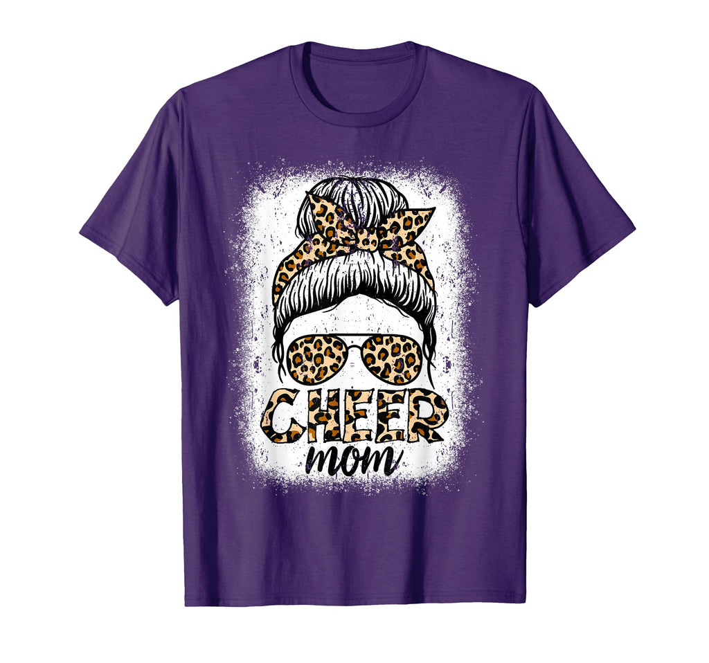 Messy Bun Cheer Mom Leopard Cheerleader T-Shirt - Custom Art Print Unisex