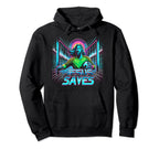 80S Vaporwave Jesus Saves Soccer Hoodie - Fun Novelty Design for Adults