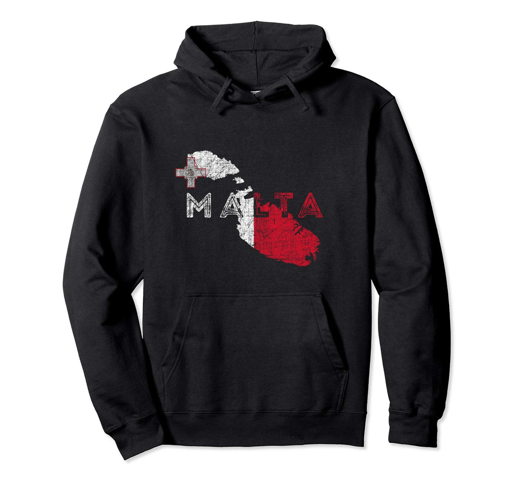 Maltese Map And Flag Distressed Malta Hoodie - Trendy Graphic Men Women