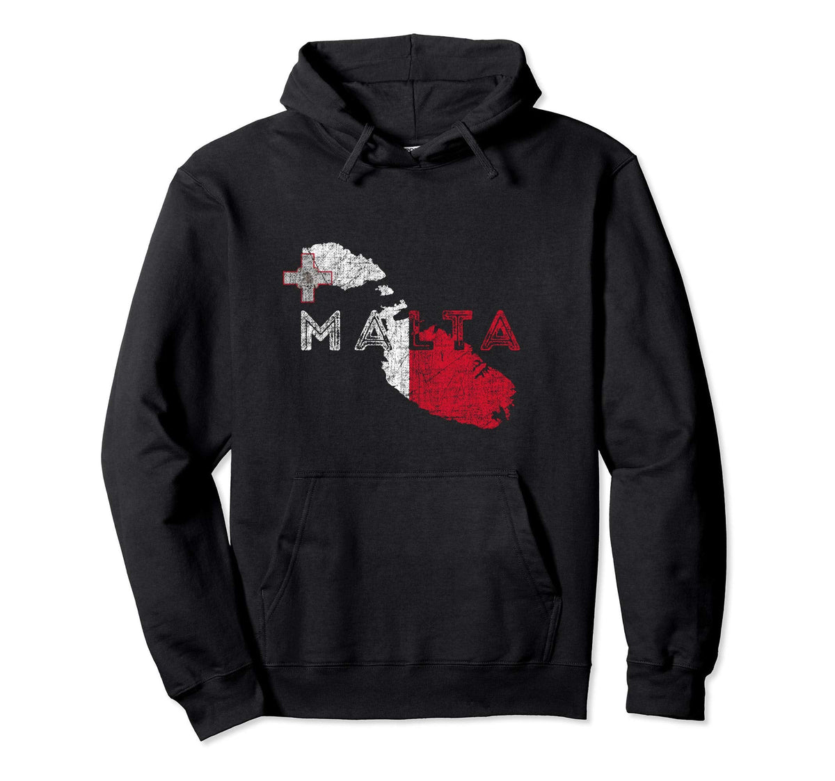 Maltese Map And Flag Distressed Malta Hoodie - Trendy Graphic Men Women