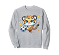 Soccer Player Tiger Cub Kicking Sweatshirt - Aesthetic Graphic Unisex