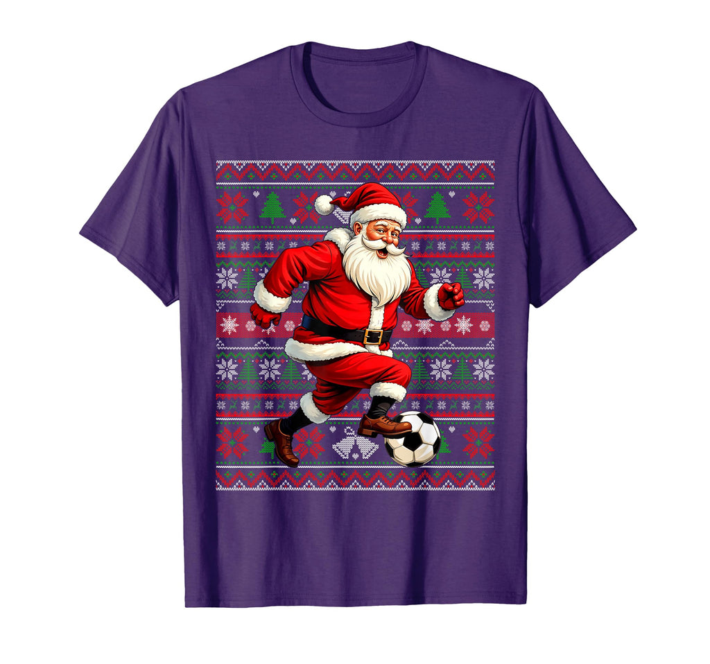 Funny Santa Playing Soccer Ugly T-Shirt - Streetwear Style for Adults