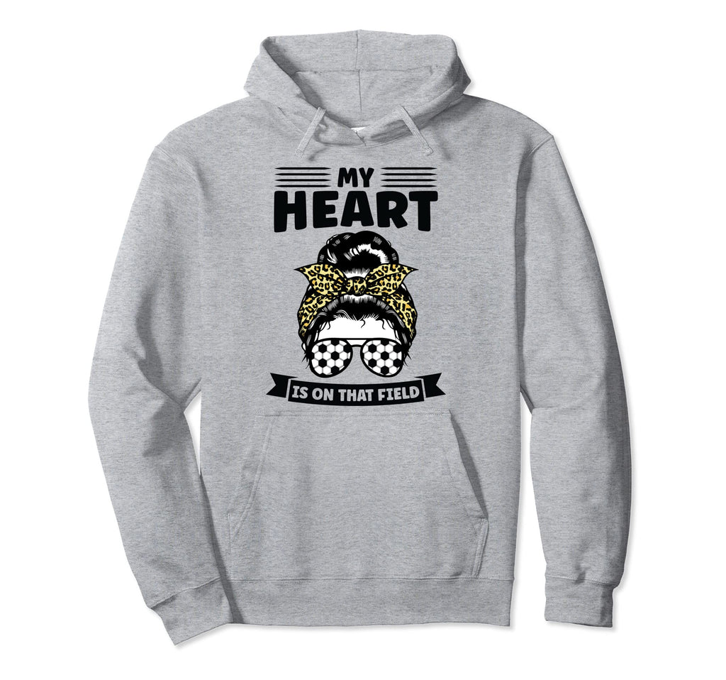 My Heart Is That Field Messy Bun Soccer Hoodie - Unique Graphic Men Women