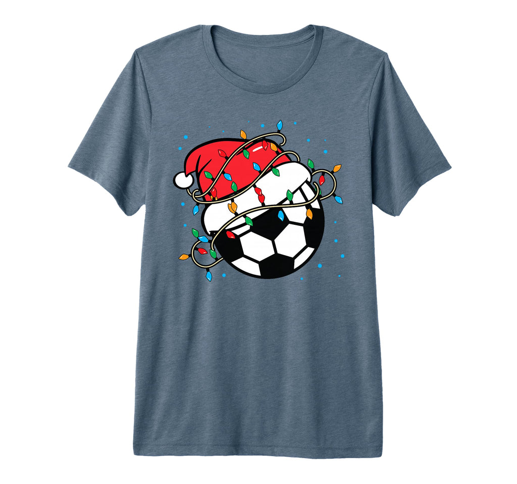 Soccer Ball Santa Hat Lights Coach T-Shirt - Streetwear Style Unisex