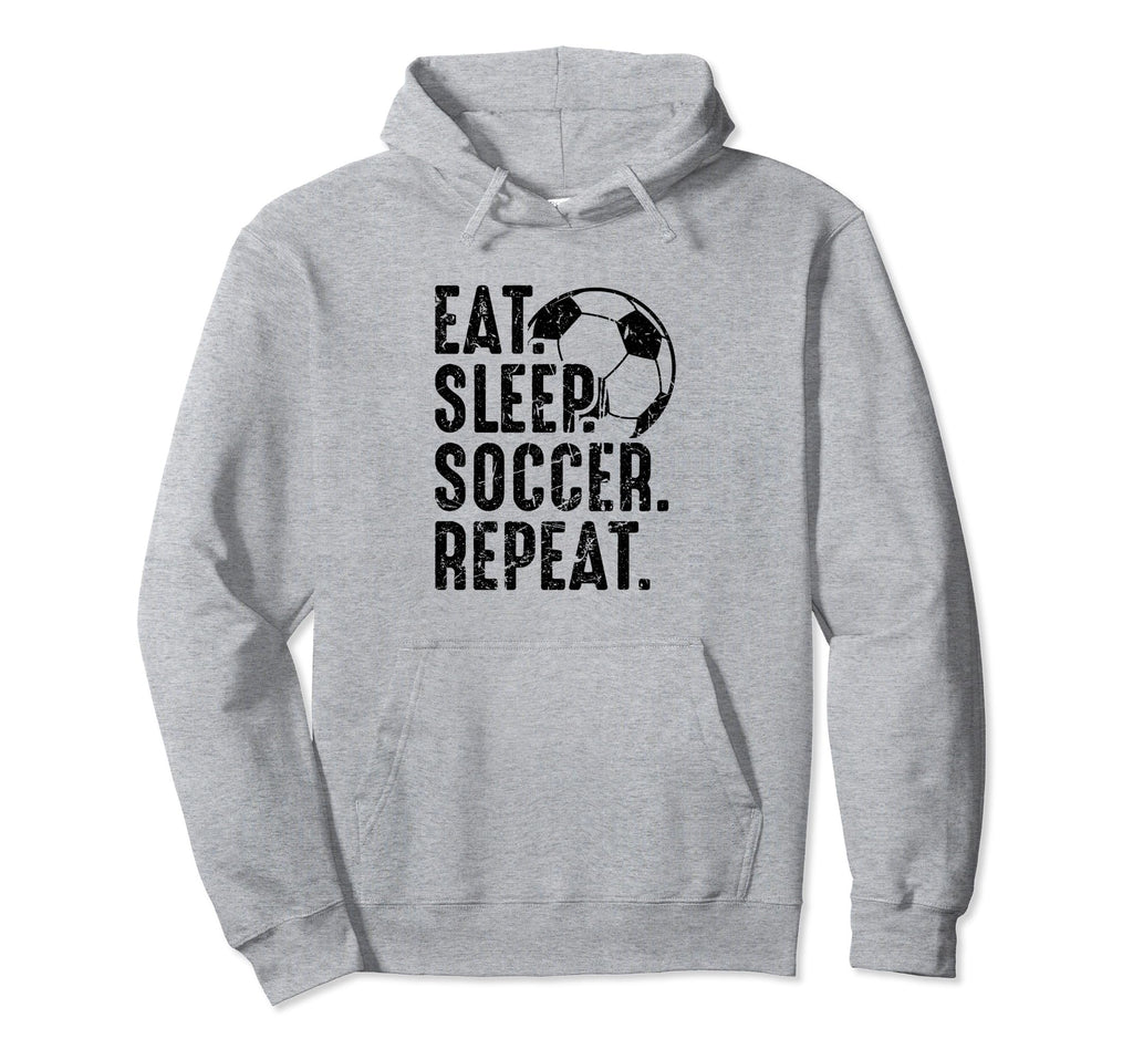 Eat Sleep Soccer Repeat Distressed Hoodie - Graphic Print Unisex