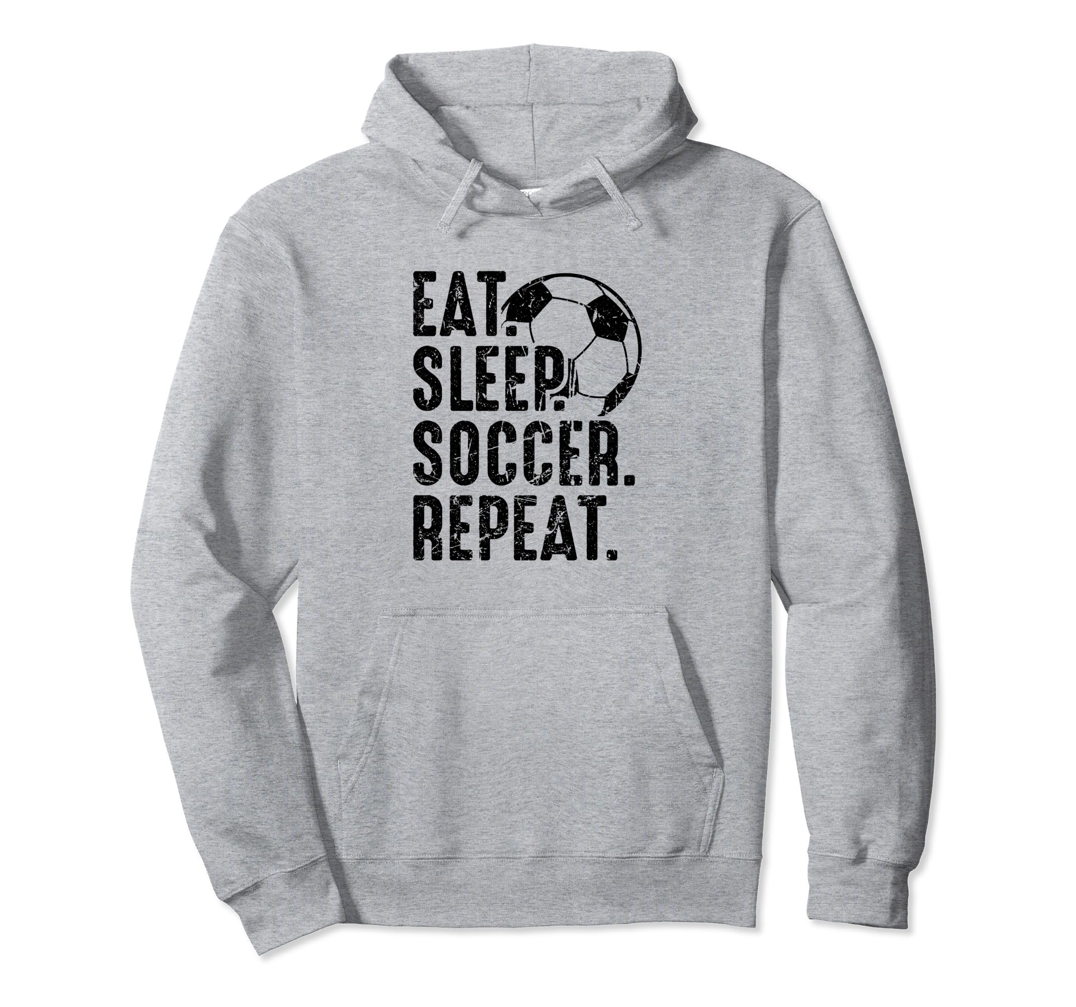 Eat Sleep Soccer Repeat Distressed Hoodie - Graphic Print Unisex
