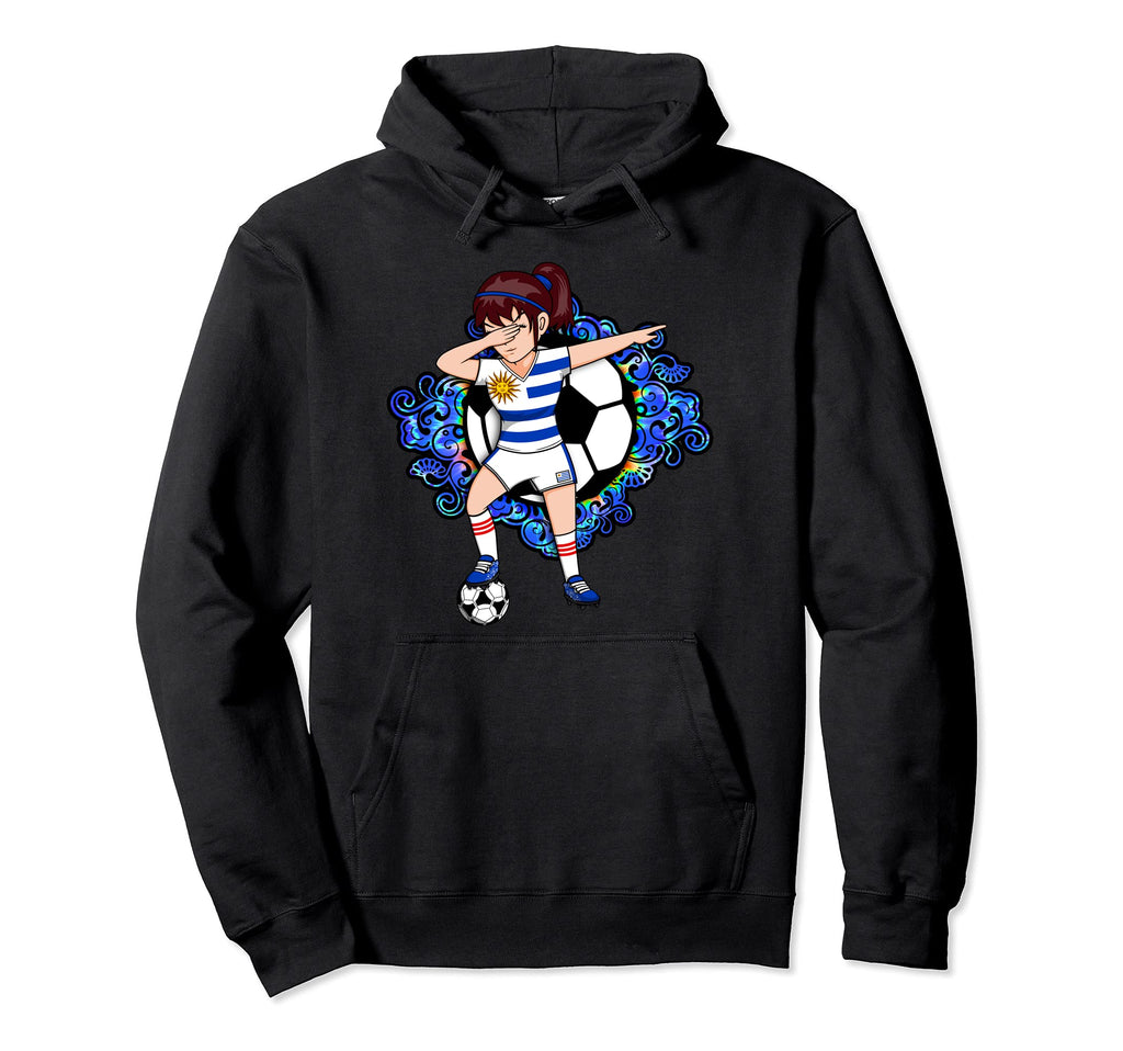 Dabbing Soccer Uruguay Jersey Floral Hoodie - Graphic Print Unisex