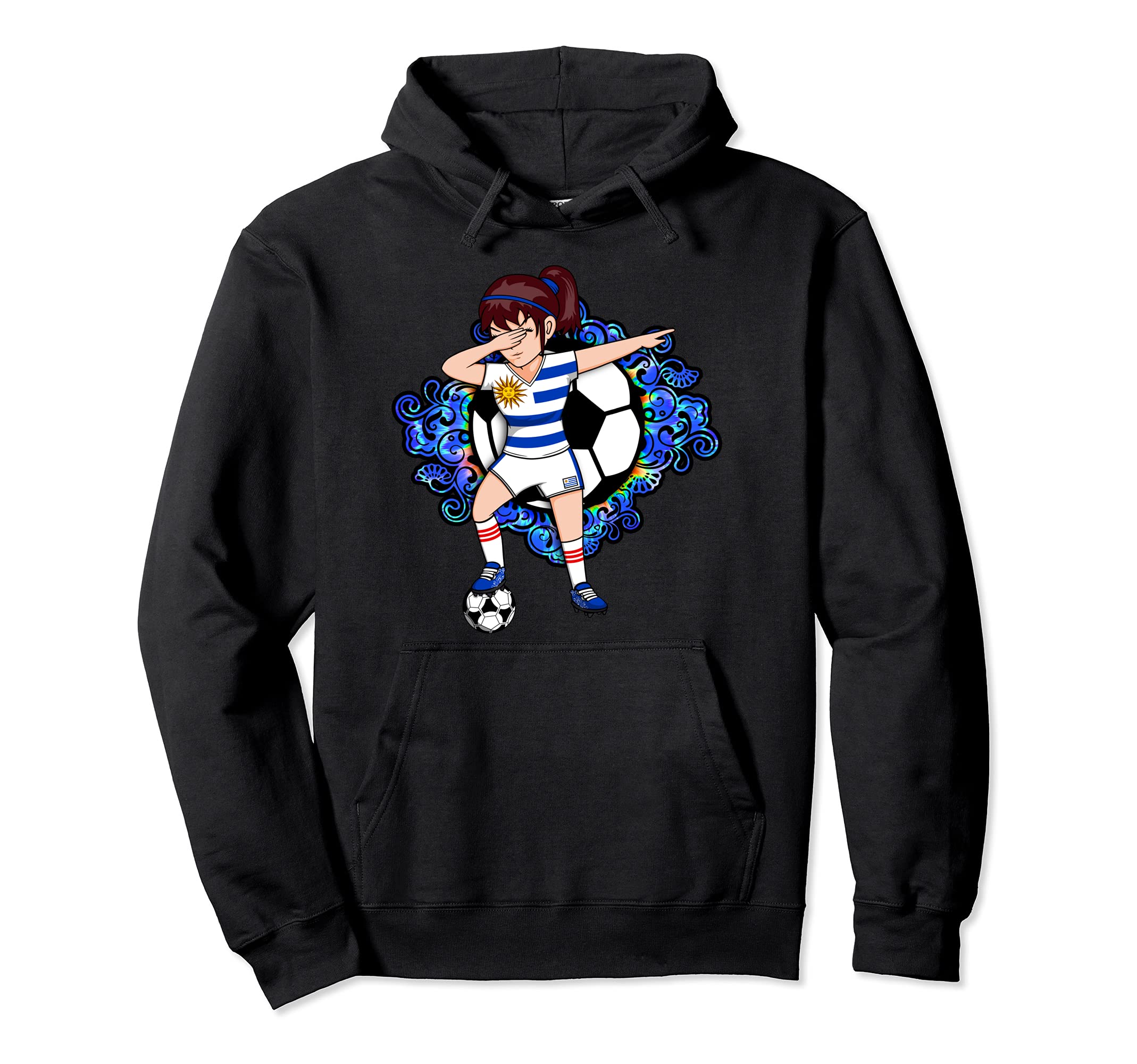 Dabbing Soccer Uruguay Jersey Floral Hoodie - Graphic Print Unisex