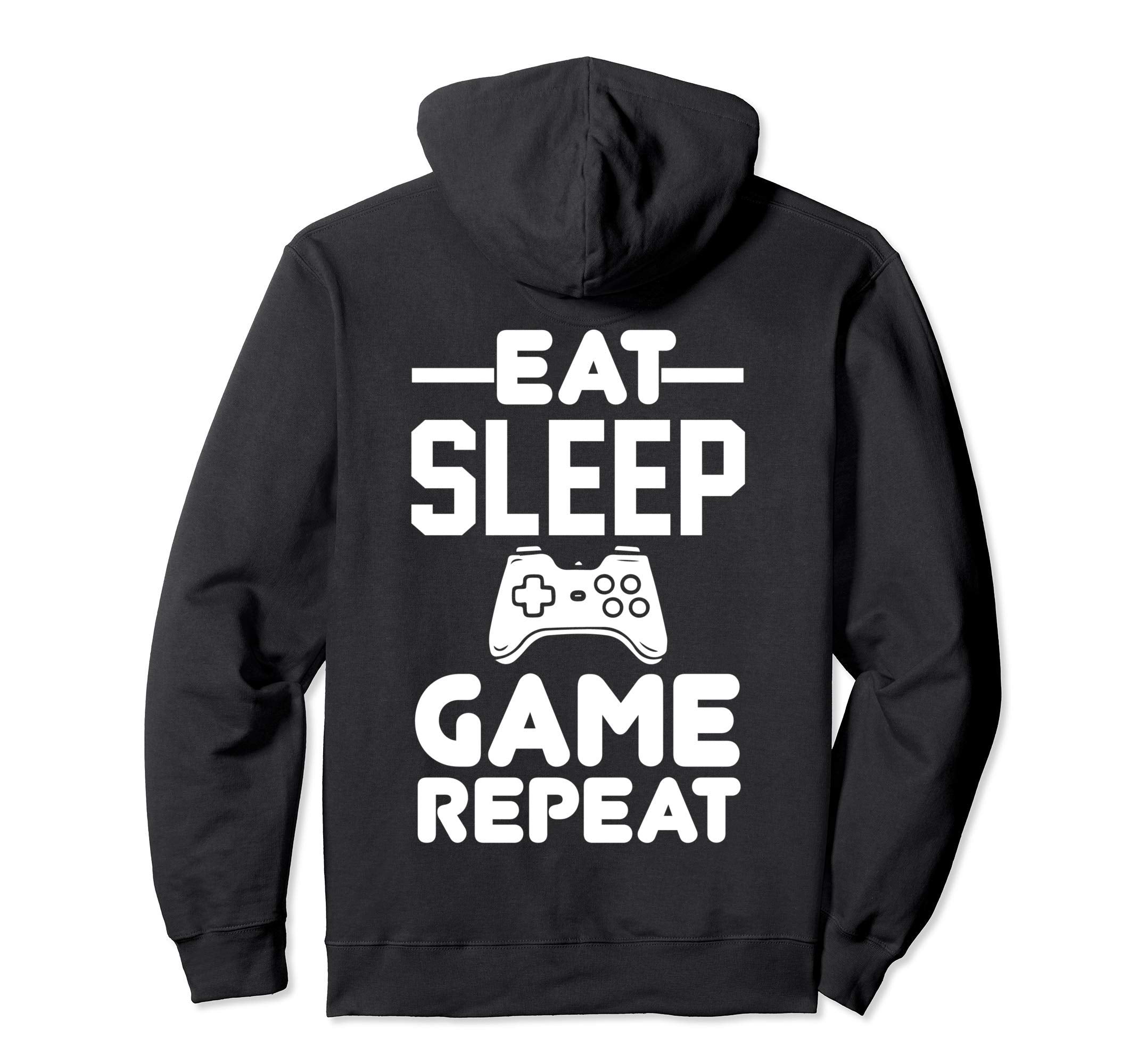 Eat Sleep Game Repeat Hoodie - Fun Novelty Design Unisex