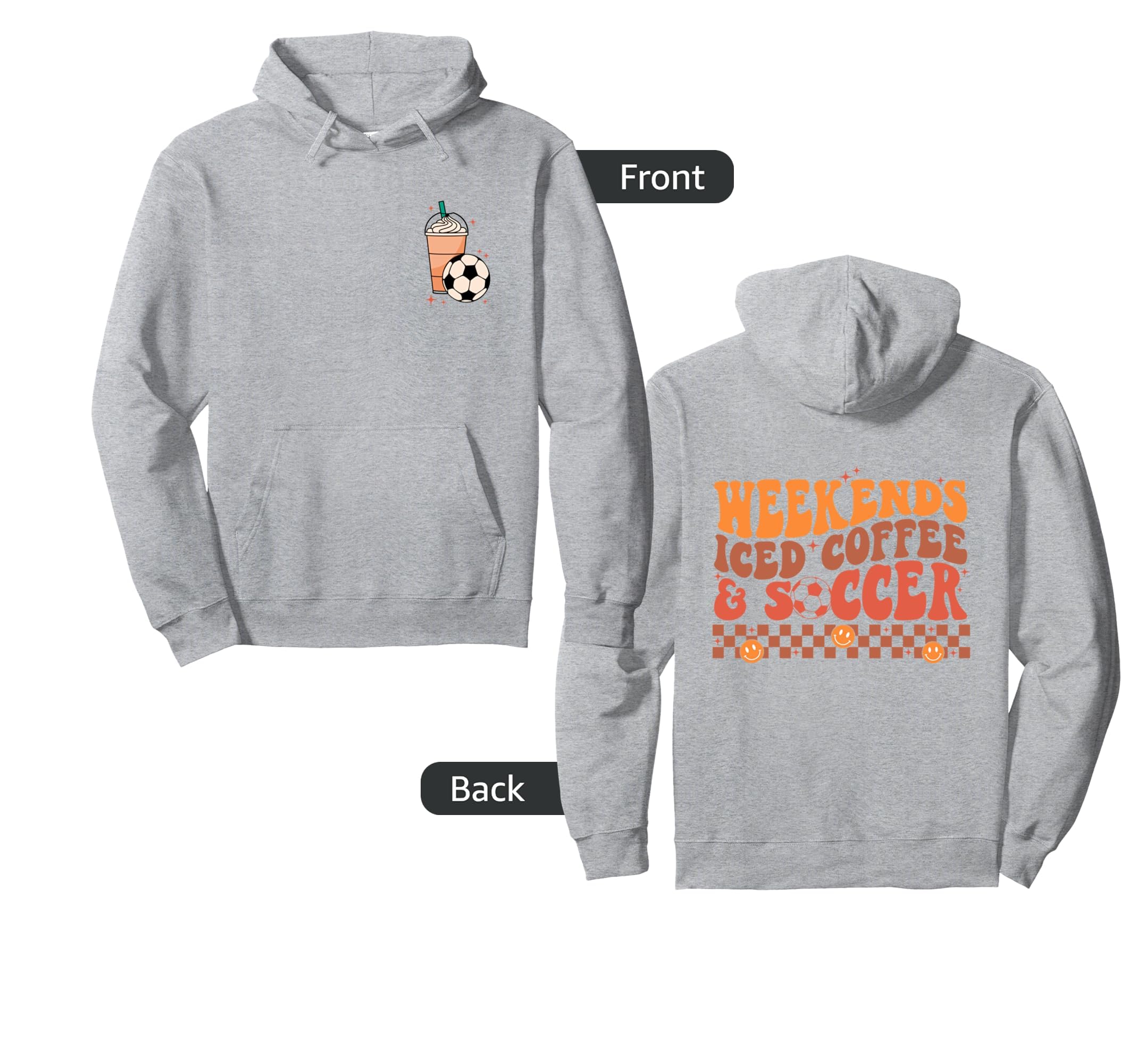 Weekends Iced Coffee And Soccer Groovy Hoodie - Trendy Graphic for Adults