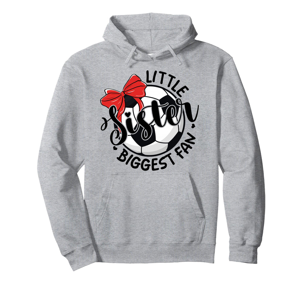 Soccer Little Sister Biggest Fan Bow Hoodie - Graphic Print Men Women