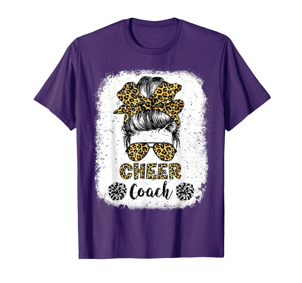 Cheer Coach Leopard Messy Bun T-Shirt - Custom Art Print Men Women