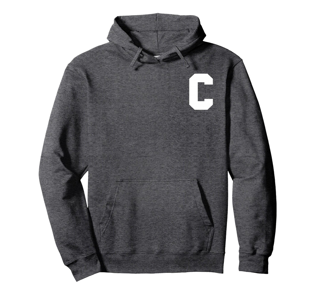 Sports Team Captain Letter C Hoodie - Trendy Graphic for Adults