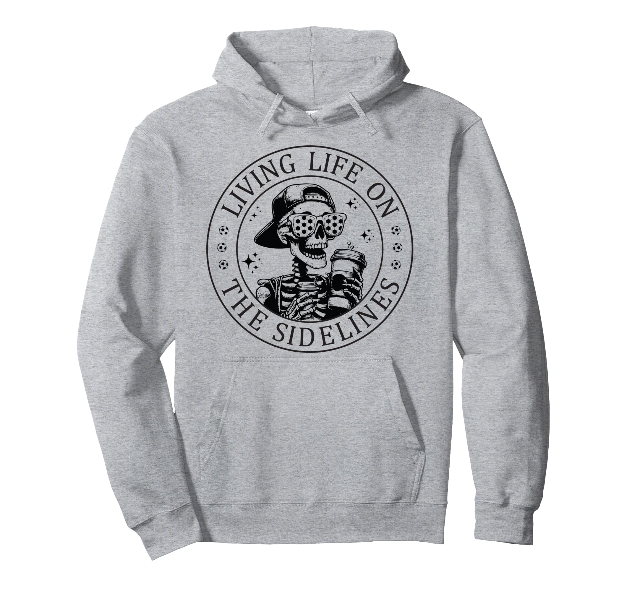 Skeleton Soccer Mom Coffee Living Life Hoodie - Novelty Apparel for Adults