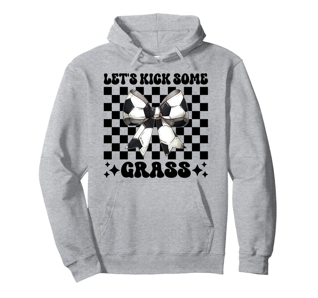 Lets Kick Some Grass Soccer Coquette Bow Hoodie - Graphic Print Men Women