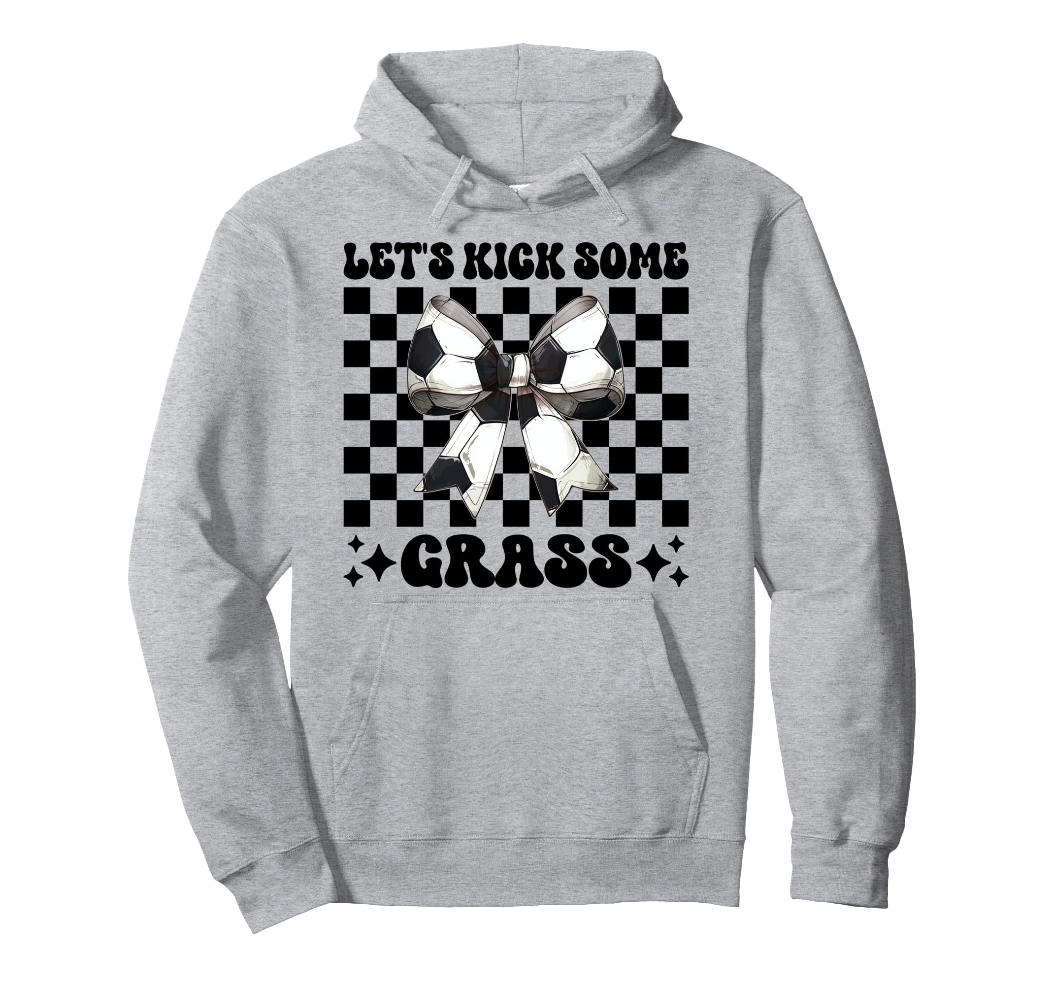 Lets Kick Some Grass Soccer Coquette Bow Hoodie - Graphic Print Men Women