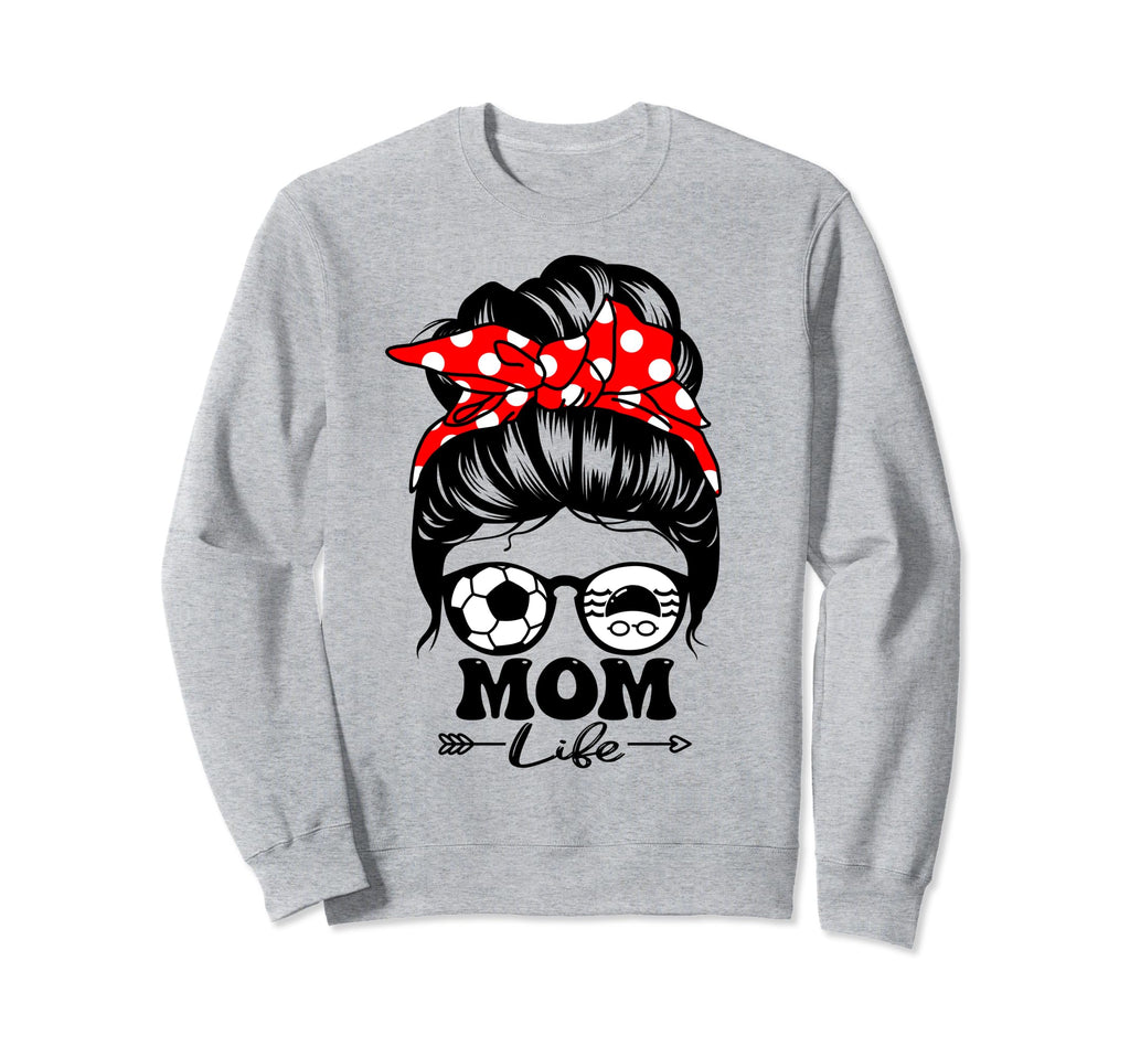 Mom Life Messy Bun Hair Funny Sweatshirt - Casual Everyday Wear for Adults