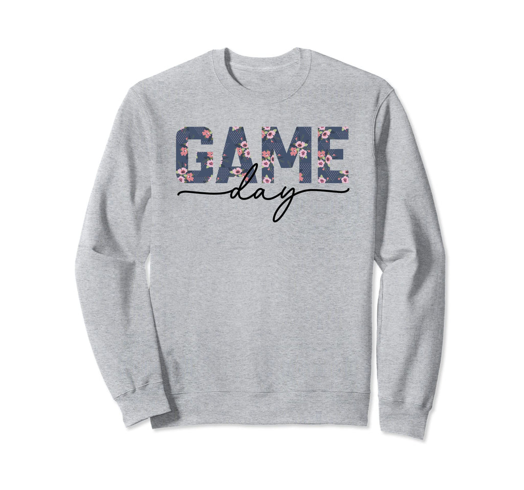 Game Day Spirit Blue Floral Sweatshirt - Custom Art Print for Adults