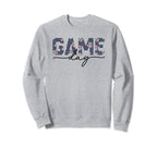 Game Day Spirit Blue Floral Sweatshirt - Custom Art Print for Adults