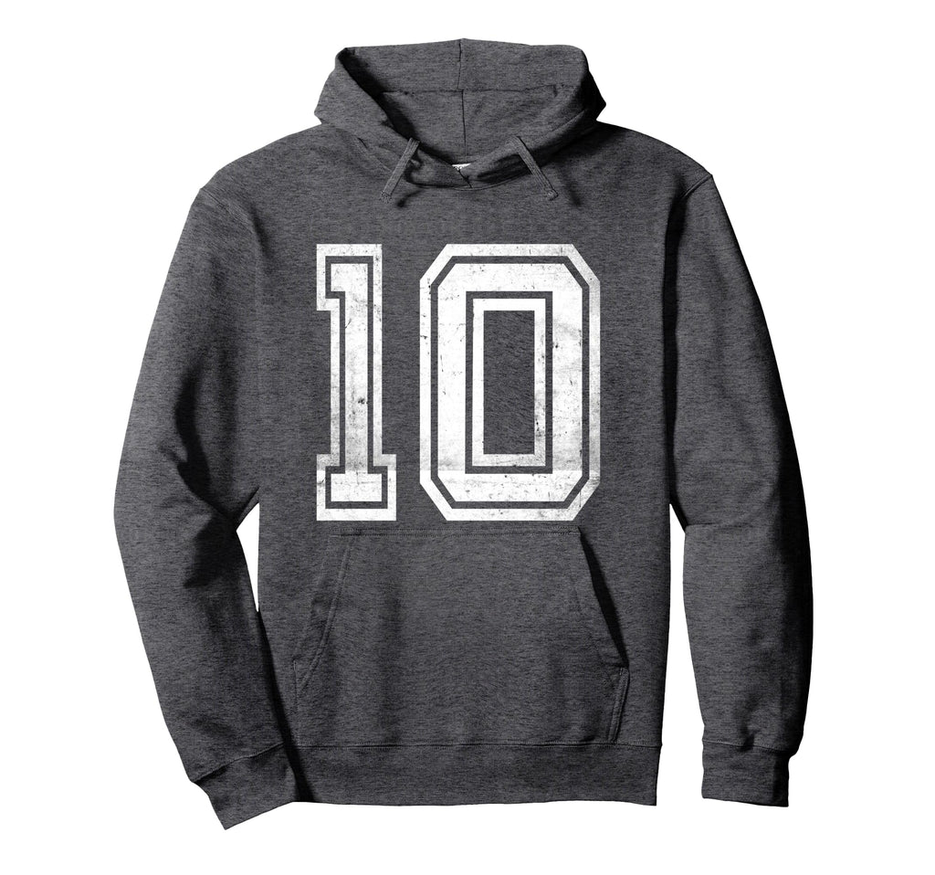 Distressed Number 10 Number Hoodie - Streetwear Style Unisex