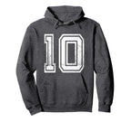 Distressed Number 10 Number Hoodie - Streetwear Style Unisex