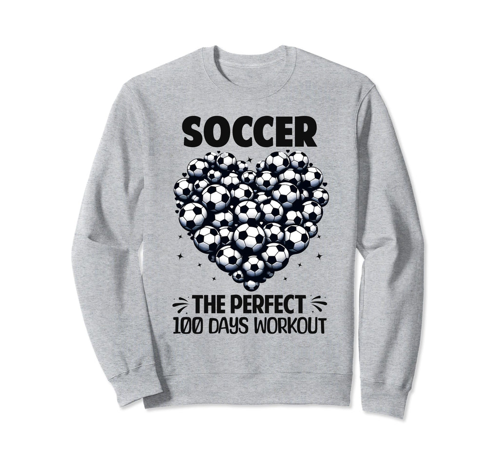 100 Days School Soccer Heart Love Sweatshirt - Aesthetic Graphic Unisex