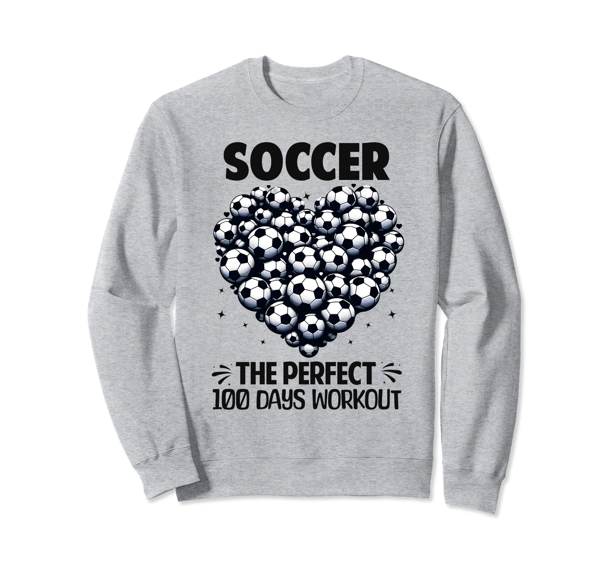 100 Days School Soccer Heart Love Sweatshirt - Aesthetic Graphic Unisex