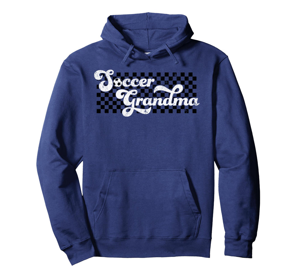 Soccer Grandma Grandmother Checkered Hoodie - Minimalist Print Men Women
