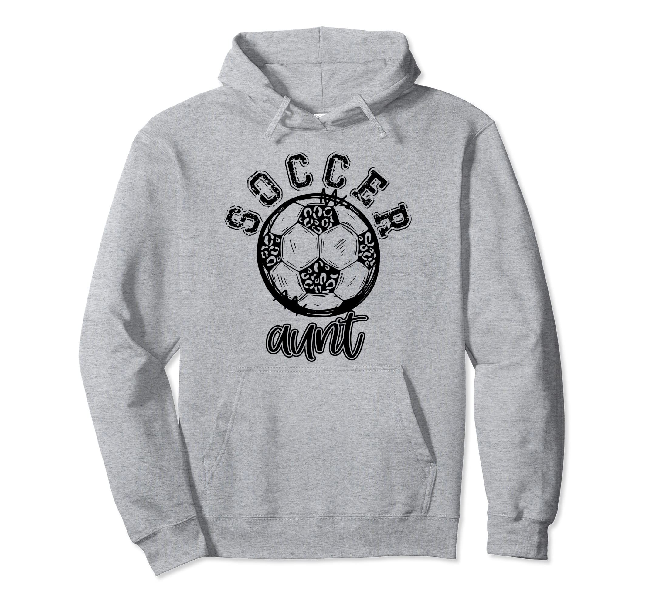 Soccer Aunt Leopard Cheetah Trendy Hoodie - Graphic Print for Adults