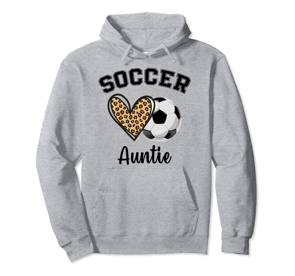 Soccer Auntie Leopard Heart Sports Hoodie - Custom Art Print Men Women