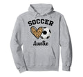 Soccer Auntie Leopard Heart Sports Hoodie - Custom Art Print Men Women