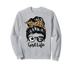Life Messy Bun Hair Funny Soccer Cheer Sweatshirt - Trendy Graphic Unisex