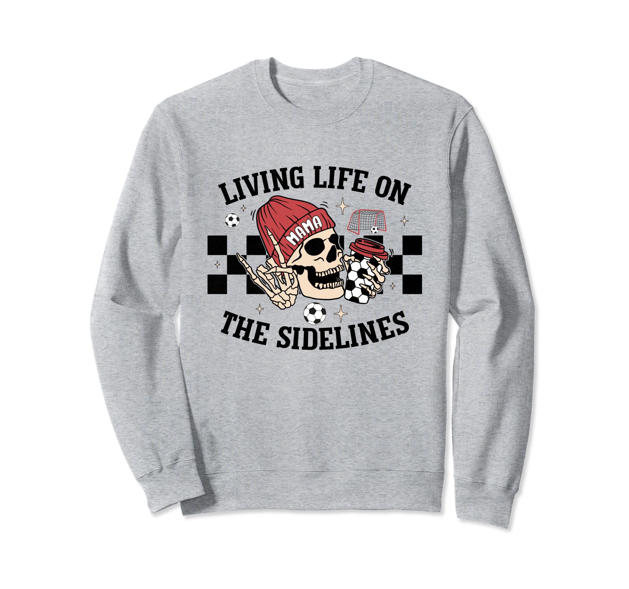 Living Life Sidelines Mom Skeleton Sweatshirt - Trendy Graphic for Adults
