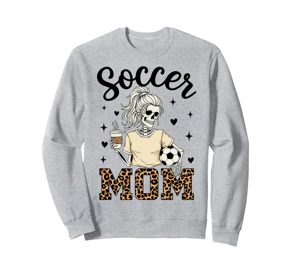 Skeleton Soccer Mom Coffee Leopard Sweatshirt - Trendy Graphic Unisex