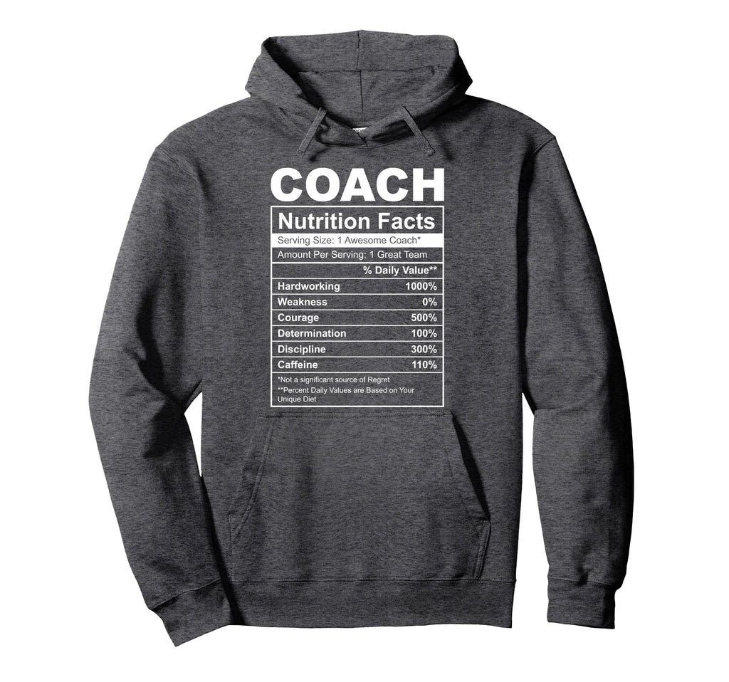 Funny Coach Nutrition Facts Label Sports Hoodie - Graphic Print for Adults