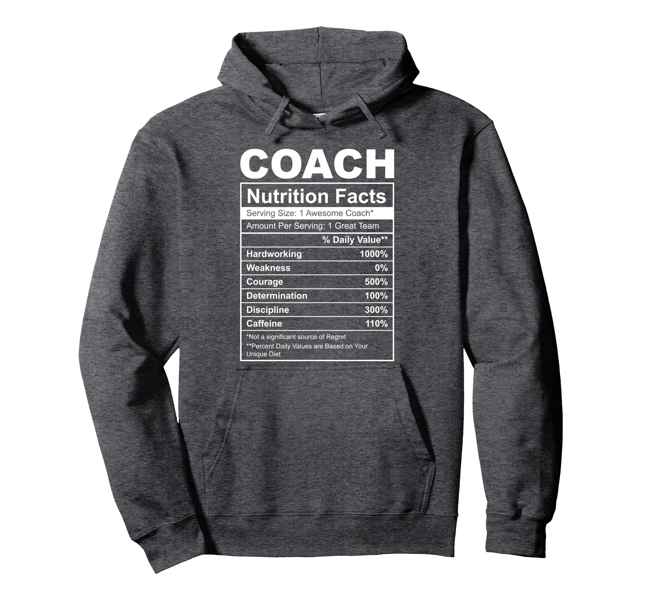 Funny Coach Nutrition Facts Label Sports Hoodie - Graphic Print for Adults