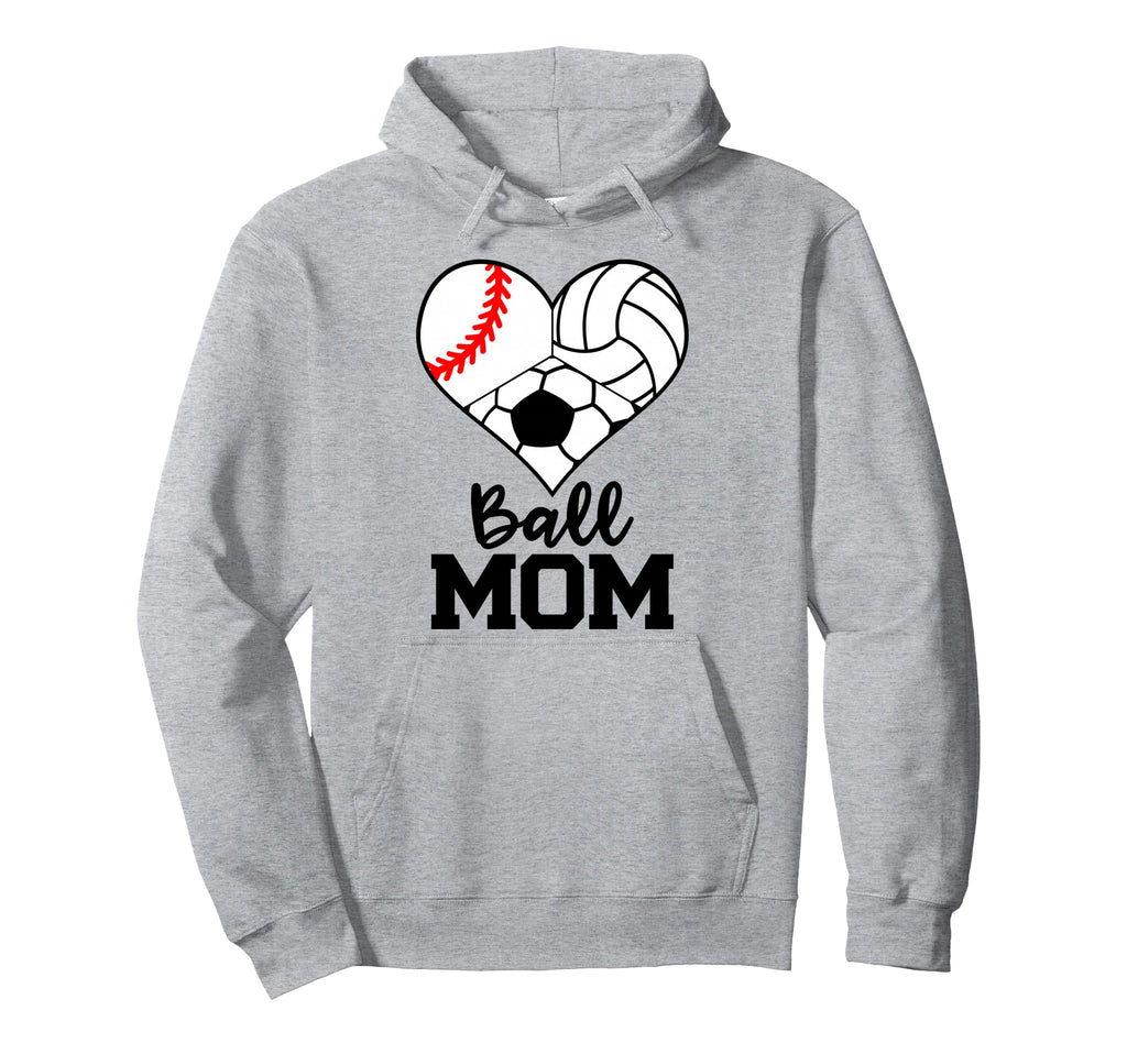 Ball Mom Funny Baseball Volleyball Hoodie - Fun Novelty Design for Adults