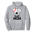 Ball Mom Funny Baseball Volleyball Hoodie - Fun Novelty Design for Adults