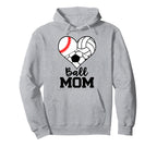 Ball Mom Funny Baseball Volleyball Hoodie - Fun Novelty Design for Adults