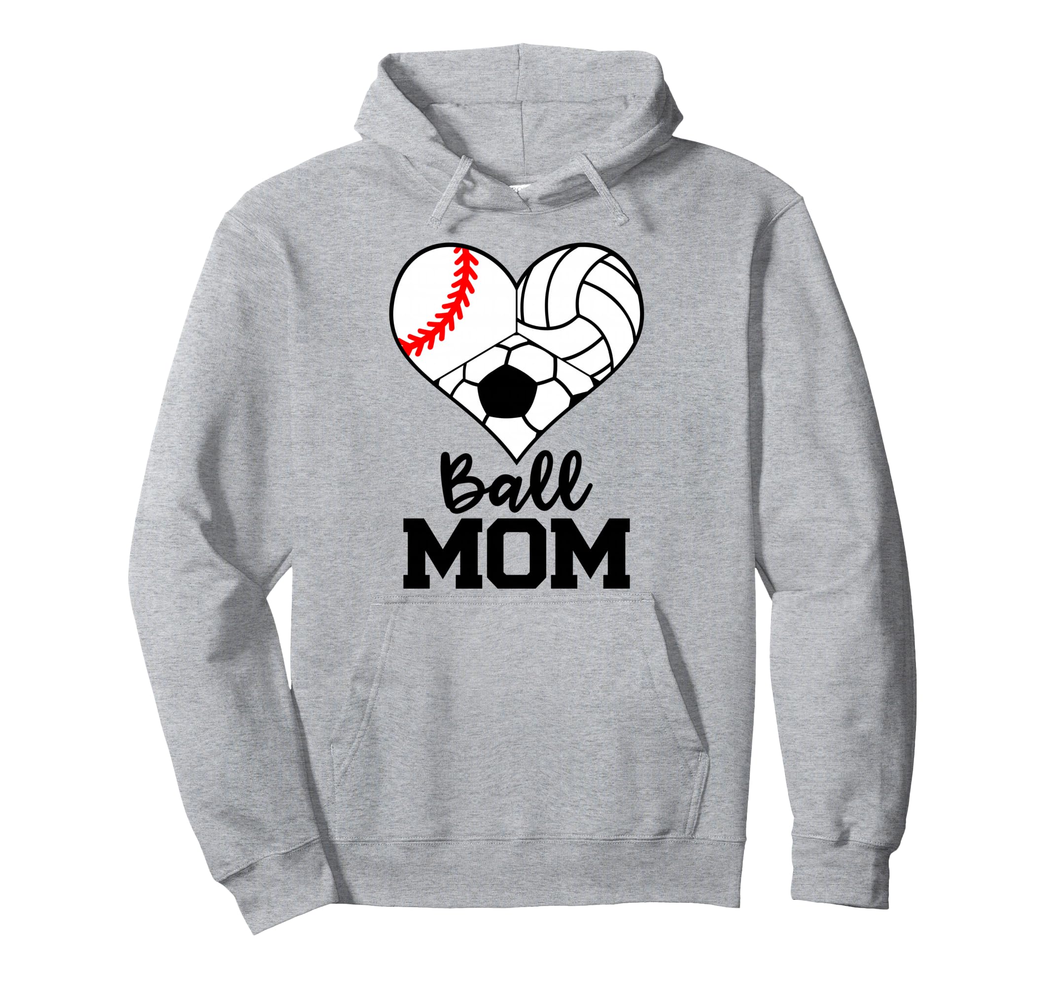 Ball Mom Funny Baseball Volleyball Hoodie - Fun Novelty Design for Adults