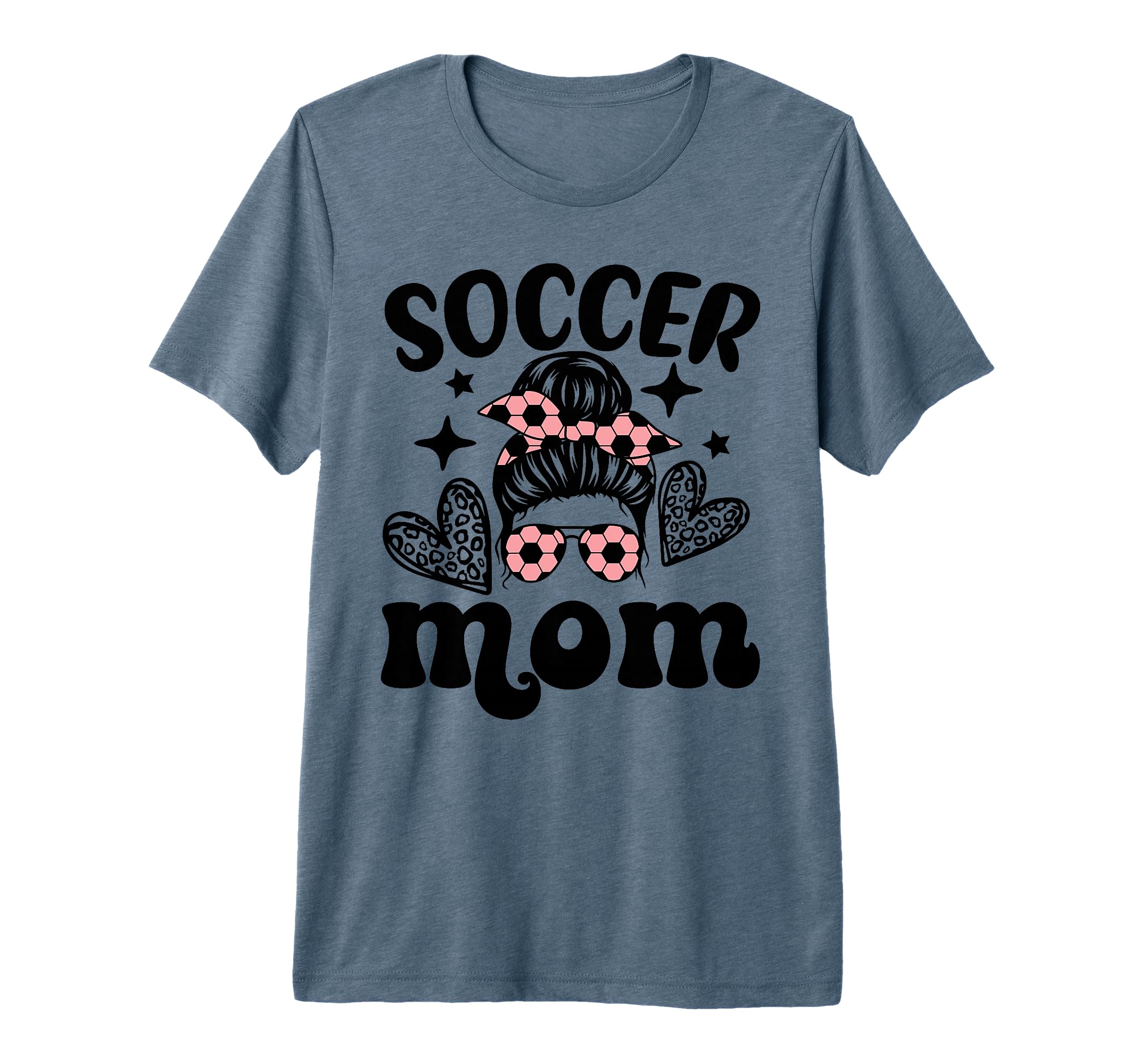 Soccer Mom Mama Messy Bun Soccer T-Shirt - Graphic Print for Adults