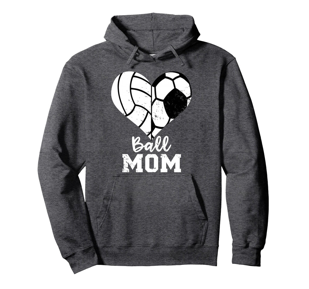 Ball Mom Heart Funny Soccer Hoodie - Casual Everyday Wear Unisex