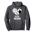 Ball Mom Heart Funny Soccer Hoodie - Casual Everyday Wear Unisex